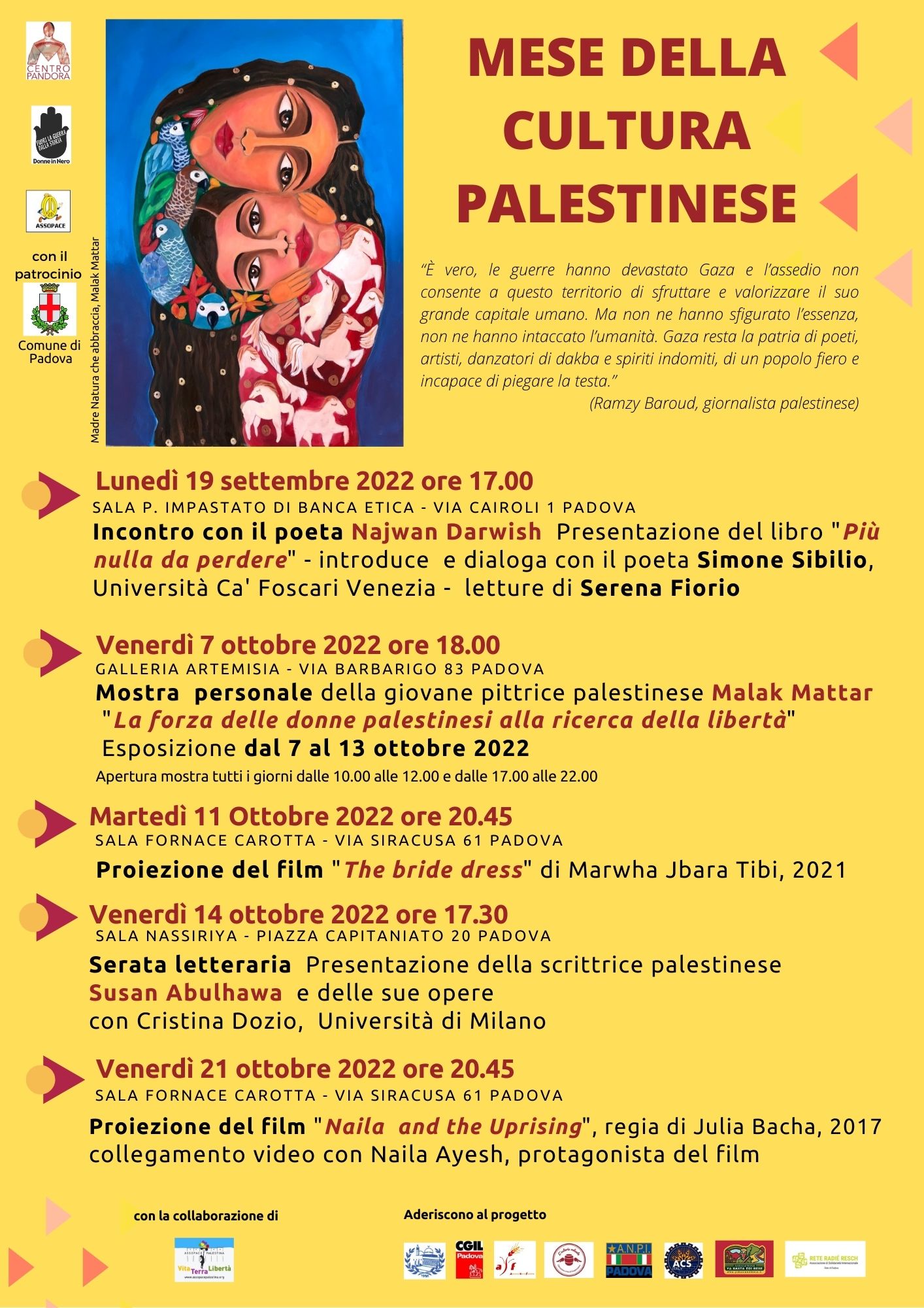 locandina mese della cultura palestinese 2022